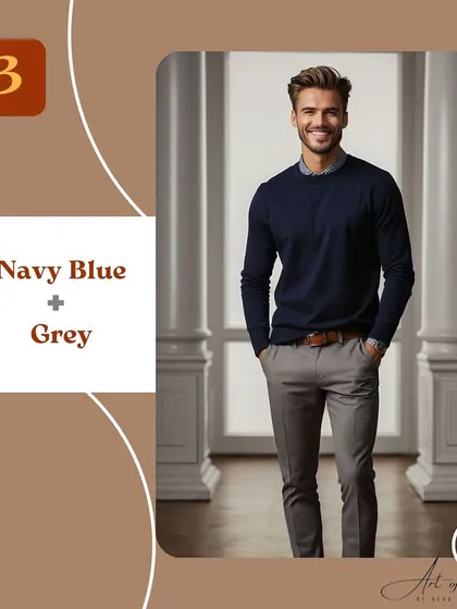 For a look that is the definition of timeless elegance, you can't go wrong with navy blue and grey. This classic combination works for any occasion, from the office to a dinner out.