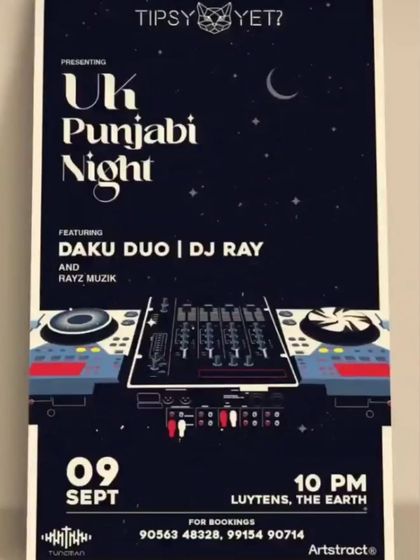 An alternative flyer for the UK Punjabi Night in Amritsar, with a cool, minimalist design.