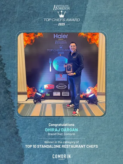 Congratulations to our Brand Chef, Dhiraj Dargan, for being named one of India's Top 10 Standalone Restaurant Chefs. His leadership and creativity are at the heart of our kitchen.