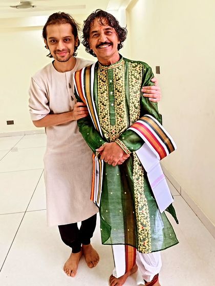 A cherished moment with my Guruji, Pt. Rajendra Gangani. His guidance has not only shaped me as an artist but also as a person. His presence is a constant source of inspiration and strength.