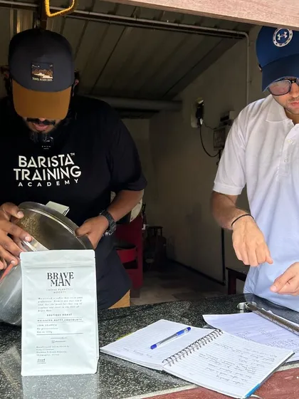 Developing a new menu involves experimentation and collaboration. Here we are working on new recipes for Brave Man coffee at Villa Urvin Khan.