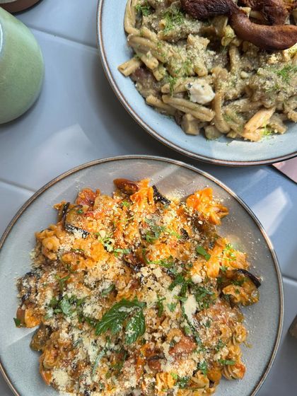 Plates of pasta from a recent pop-up. We are always experimenting with new dishes and love getting feedback from our community.