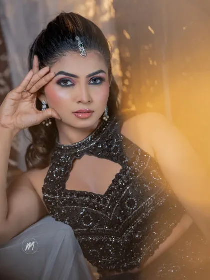 I demonstrated this glamorous black lehenga look for my Probatch 31. It's a water-resistant look perfect for sangeets or cocktail parties.