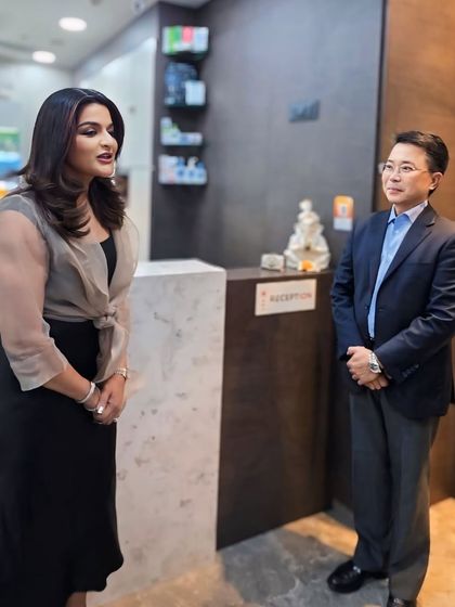 Discussing innovation and the future of dermatology with Mr. Hon Keong Choo, Region Head at Galderma, during his visit to my clinic.