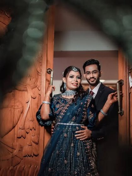 A beautifully framed reception portrait. We use creative compositions to make your photos unique and artistic.