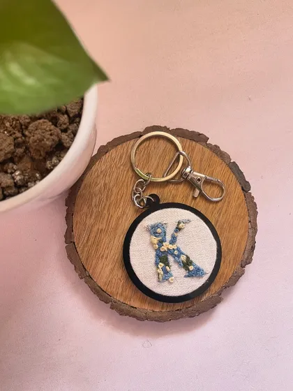 A hand-embroidered initial keychain with a floral 'K'. These make for such cute, personal, and affordable gifts.
