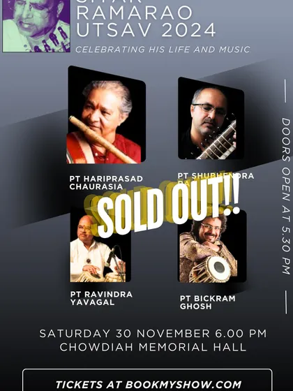 So happy to announce that the "Sitar Ramarao Utsav" is sold out two months in advance. A big thank you to all for the support.