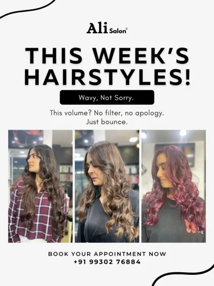 A graphic showcasing this week's wavy hairstyles, proving that volume and bounce need no filter or apology.