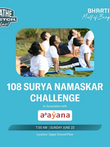 We partnered with Bhartiya Mall of Bengaluru for a 108 Surya Namaskar Challenge. It was a morning of incredible energy, power, and community spirit.