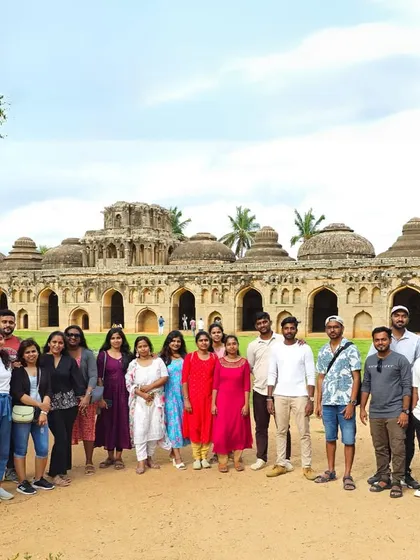 Our group in front of the Elephant Stables in Hampi, an impressive structure that once housed the royal elephants.