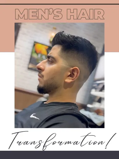 A side profile of the finished haircut, highlighting the flawless gradient of the fade and the sharp lines of the style.