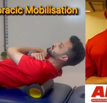 Thoracic mobilization is crucial for relieving neck and upper back stiffness. This image demonstrates a simple yet effective exercise using a foam roller to improve mobility in the thoracic spine.