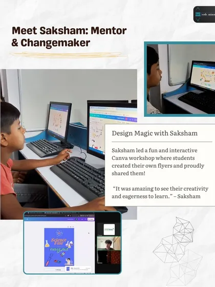 Saksham led a fun and interactive Canva workshop as part of our mentorship program. It was amazing to see the creativity and eagerness to learn as students designed their own flyers.