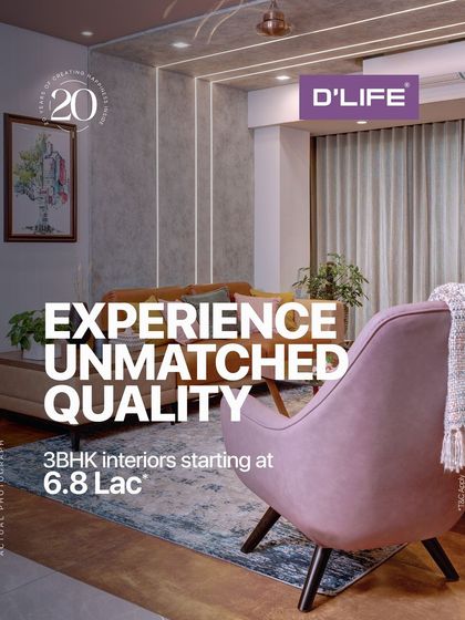 Experience unmatched quality with my 3BHK interior packages starting at 6.8 Lac. This image of a cozy, stylish living room is just a glimpse of what's possible.