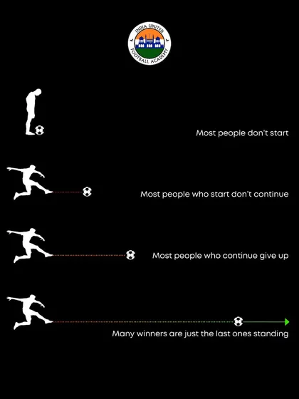 Winners are just the last ones standing. This motivational graphic illustrates the importance of perseverance, a key mental attribute we build in our players.