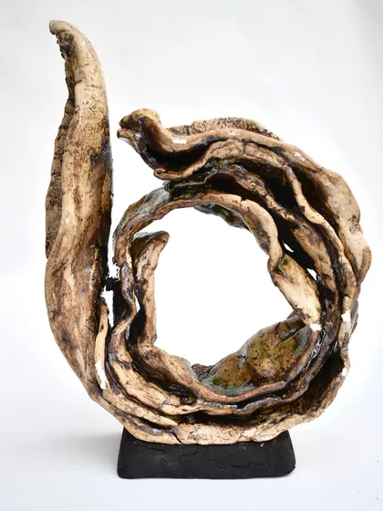 One of my sculptural pieces, 'Swirls of Life', on display at the Cymroza Art Gallery in Mumbai. It was an honor to show my work there.