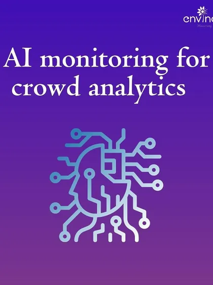 We unlock the power of AI with advanced crowd analytics. This graphic explains that our hubs monitor crowds to provide valuable data-driven insights, helping you optimize your marketing strategy and stay ahead of the game.