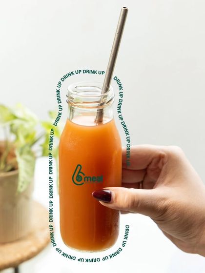 Drink up! Our freshly squeezed juices, like this carrot and orange blend, are a great way to boost your vitamin intake and stay hydrated throughout the day.