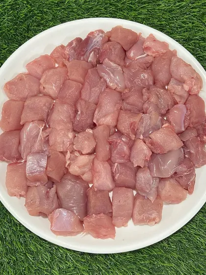 A closer look at the boneless rabbit meat chunks. It's a great alternative protein that is rich in nutrients.