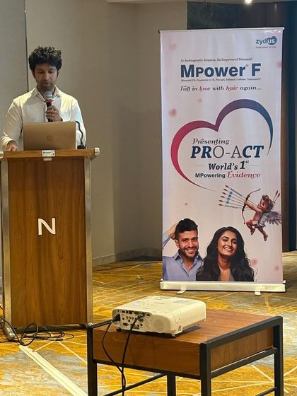 Presenting on smart science and targeted therapies for hair regrowth. I shared my experience with cutting-edge peptide formulations, oral minoxidil, and regenerative treatments like Grofactor.