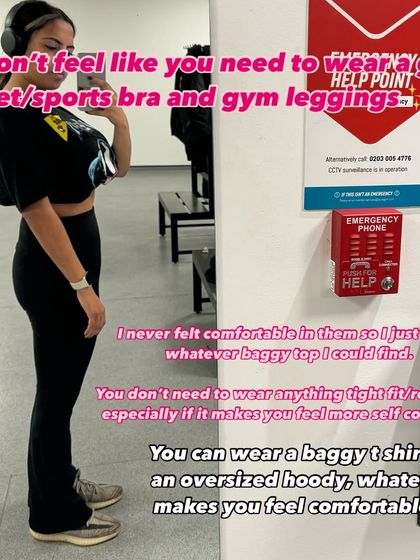 Gym tip: You don't need to wear a revealing gym set. I never felt comfortable in them, so I wore baggy tops. Wear whatever makes you feel good so you can focus on your workout.