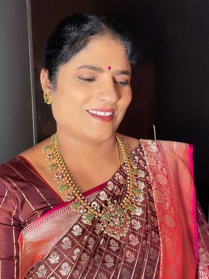 The same client, smiling. The goal with mature skin makeup is to enhance, not conceal, creating a radiant look that boosts confidence.