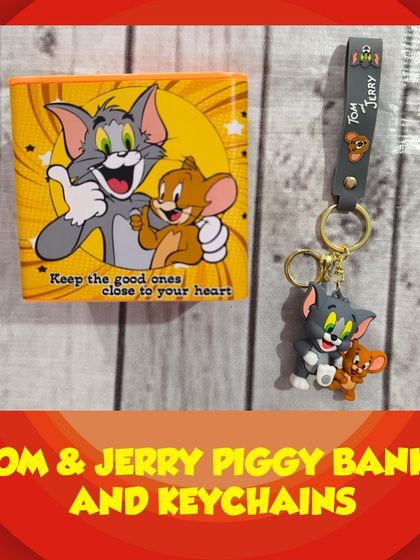 This set combines a Tom and Jerry piggy bank with a high-quality silicone keychain of the characters, making a great two-in-one gift.