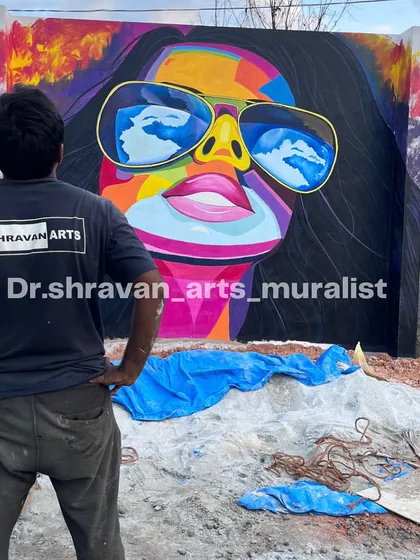 For commercial spaces, I love creating art that grabs attention. This large-scale pop art graffiti mural was designed for an outdoor wall, using vibrant, bold colors to create an unforgettable visual that reflects the brand's energetic personality.