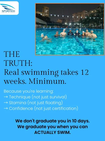 Forget "learn to swim in 10 days." Real, lasting skill takes time. Our programs are a minimum of 12 weeks because we teach proper technique, build stamina for distance swimming, and instill true water confidence, not just issue a certificate.