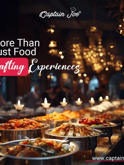 We believe catering is about more than just food; it's about crafting an experience. This image captures the ambiance of a large-scale event, with a beautifully arranged buffet under warm lighting, showcasing our ability to manage gala dinners and major celebrations.