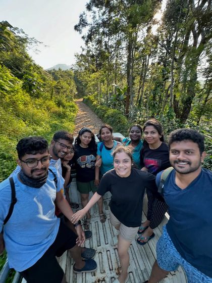 A fun moment with the group in the back of a jeep, part of the adventure to the Bandaje trailhead.