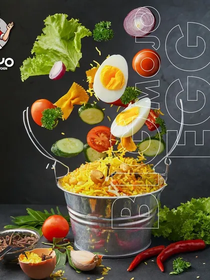My Big Mojo Egg Biryani comes with perfectly boiled eggs nestled in fragrant, spiced rice. A simple and satisfying meal for everyone.