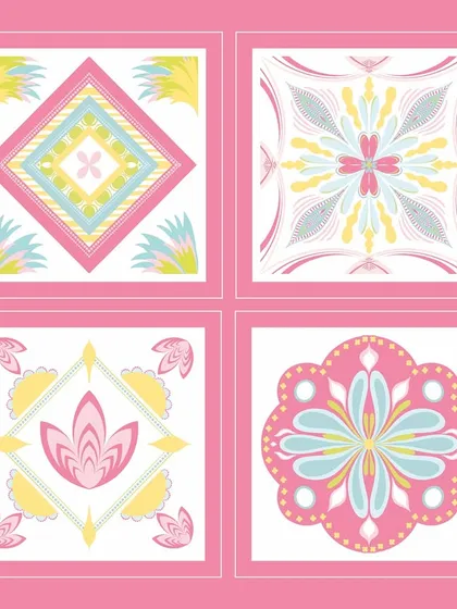 More pattern variations from the 'Pavé Pop' series. I enjoy exploring different combinations of shapes and colours within a single theme to provide a versatile set of coordinating designs.