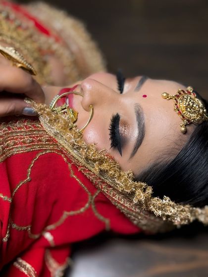 A detailed close-up of a glitter cut-crease eye makeup look. This technique creates a sharp, defined eye that looks incredibly glamorous.