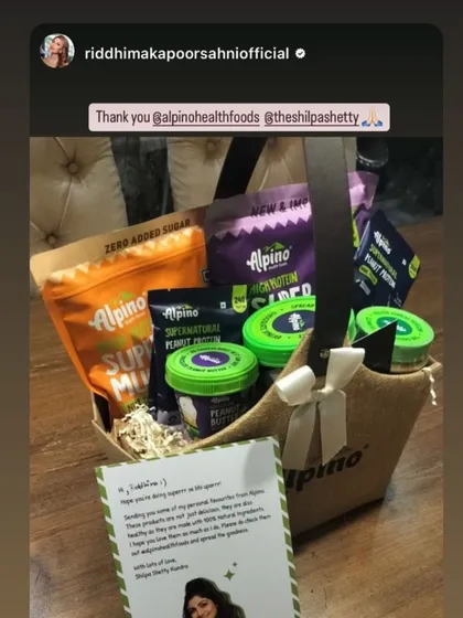 Riddhima Kapoor Sahni with her Alpino experience hamper. My goal is to create gifts that people are genuinely excited to receive and share.