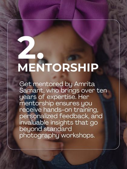 A portrait of a sitter baby, used to illustrate the mentorship aspect of the workshops.