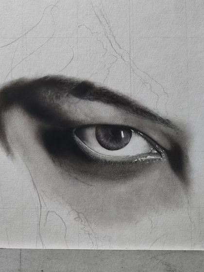 The completed eye, showing the reflection and depth that make it look realistic.