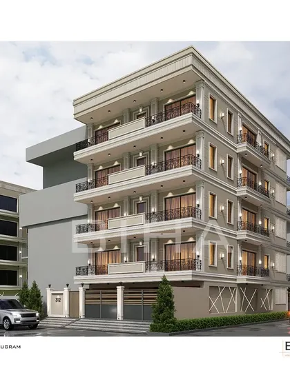 We designed this multi-story residential building in Gurugram with a sophisticated neoclassical theme. The facade features elegant plasterwork and iron detailing, presenting a toned-down yet stately expression of classical architectural elements.
