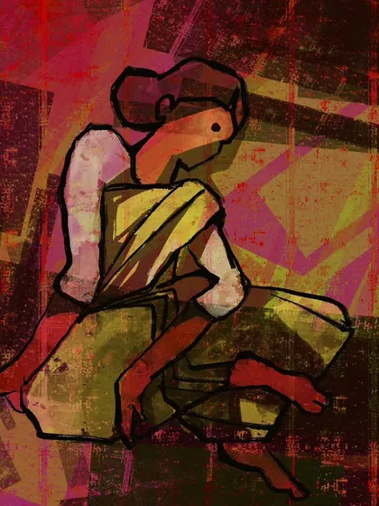 The final version of "Abstract 7." This abstract figurative piece is available as a high-resolution digital print for you to download and frame.