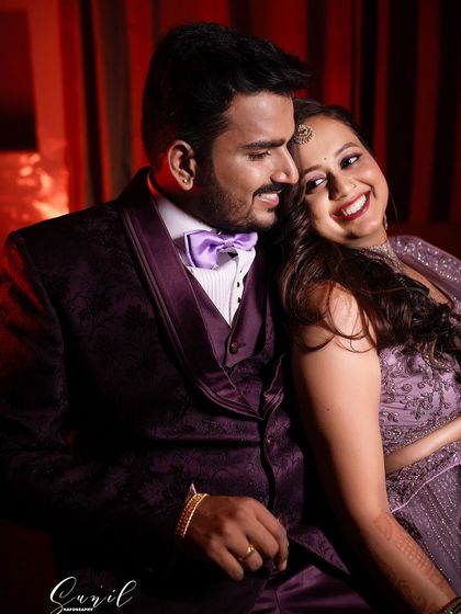 A sweet moment between the couple at their reception.