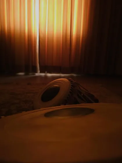 A quiet moment with my tabla. For me, the only proof needed for the existence of God is music.