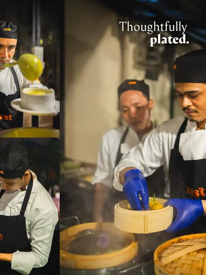 Our chefs preparing steaming hot dim sum, showcasing the delicate art of Pan-Asian cuisine.