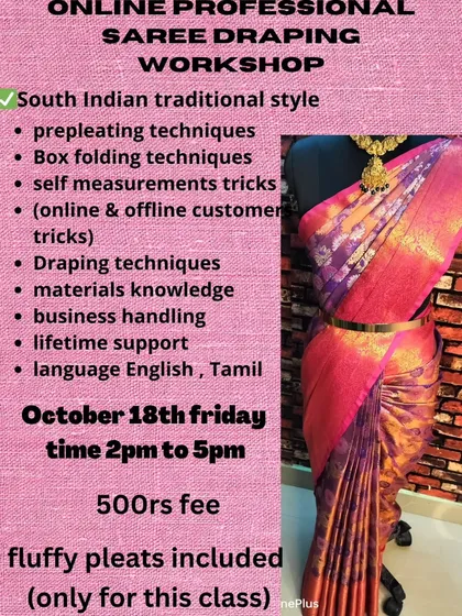 This flyer highlights lifetime support and fluffy pleats included as a bonus for the class.