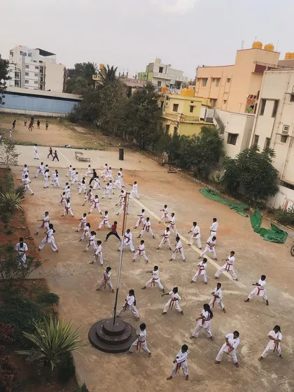 Our Kyokushin family is over 250 strong. Here you can see just a part of our main dojo during an outdoor training session, everyone moving with a single purpose. This is the energy you will feel when you train with us.