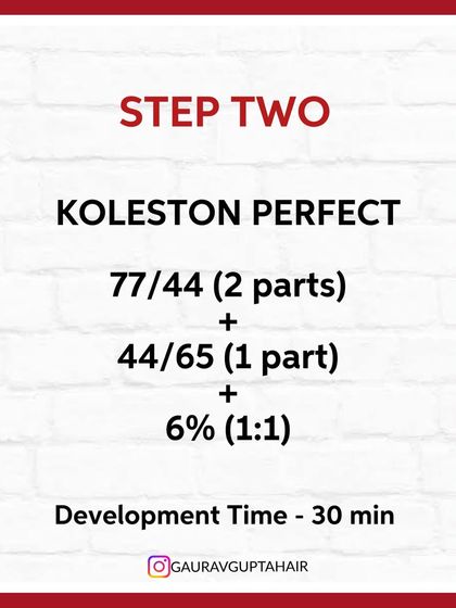 Step Two is the toning formula using Koleston Perfect. I share the exact shades and ratios needed to achieve this deep red.