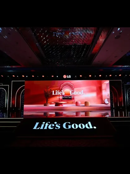 The stage is set for the LG Conference, with the 'Life's Good' motto prominently displayed. We managed the entire show, from the product unveiling to celebrity appearances, ensuring a cohesive brand experience.