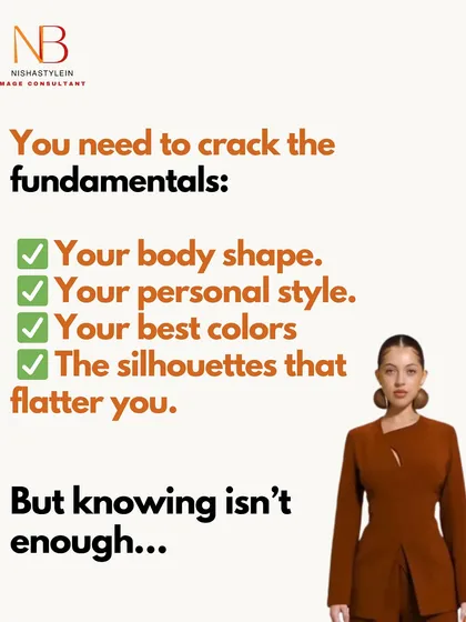 To build your personal brand, you need to know your body shape, personal style, best colors, and flattering silhouettes. But knowing isn't enough, you have to apply it.