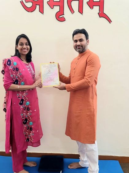 Congratulations to this student on successfully earning her 'Yogacharya' title. May she inspire many on her path.