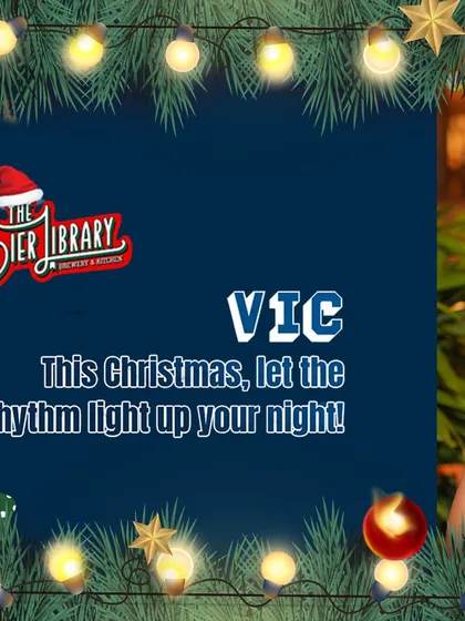 "This Christmas, let the rhythm light up your night!" A branded poster for my special visual set at The Bier Library.