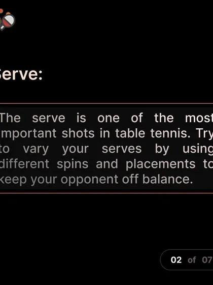 The serve is one of the most important shots in the game. We teach our players to vary their serves with different spins and placements to keep opponents off balance.